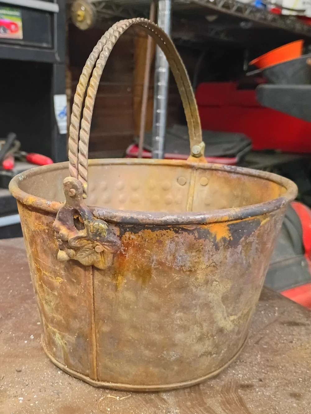 Vintage Copper-Tone Decorative Bucket for Home Accents